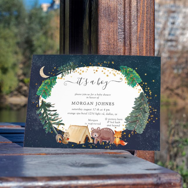 Woodland Forest Night Baby Shower-inbjudan (Skapare uppladdad)