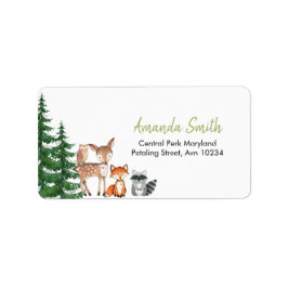 Woodland Forest Oh Boy Baby Shower Adress Adressetikett