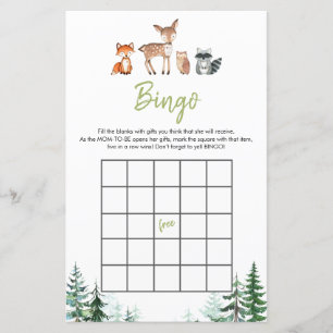 Woodland Forest Oh Boy Baby Shower Bingo Game