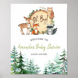 Woodland Forest Oh Boy Baby Shower Välkommen Poster