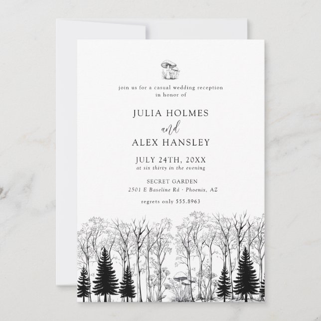 Woodland Forest Pine Tree | Rustic Casual Wedding Inbjudningar (Framsida)
