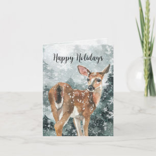 Woodland Forest Reindeer Doe Lycklig Helgkort