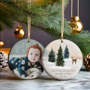 Woodland Första jul med Birthats Foto Julgransprydnad Keramik
