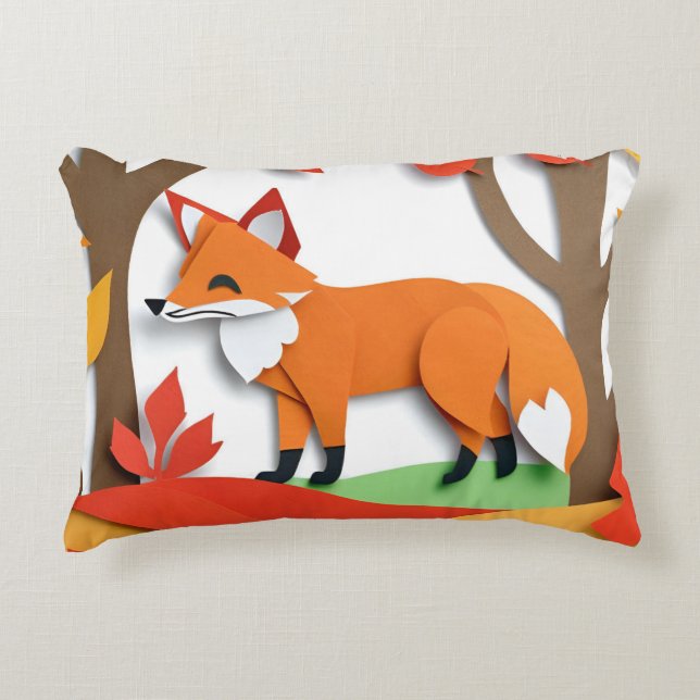 Woodland Fox Autumn Wildlife Animal Bild Cute Prydnadskudde (Framsidan)