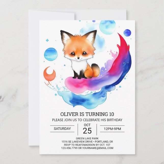 Woodland Fox Äventyr Birthday Celebration Inbjudningar (Framsida)
