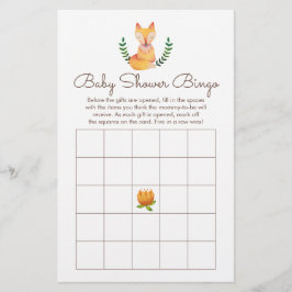 Woodland Fox Baby Shower Bingo Game