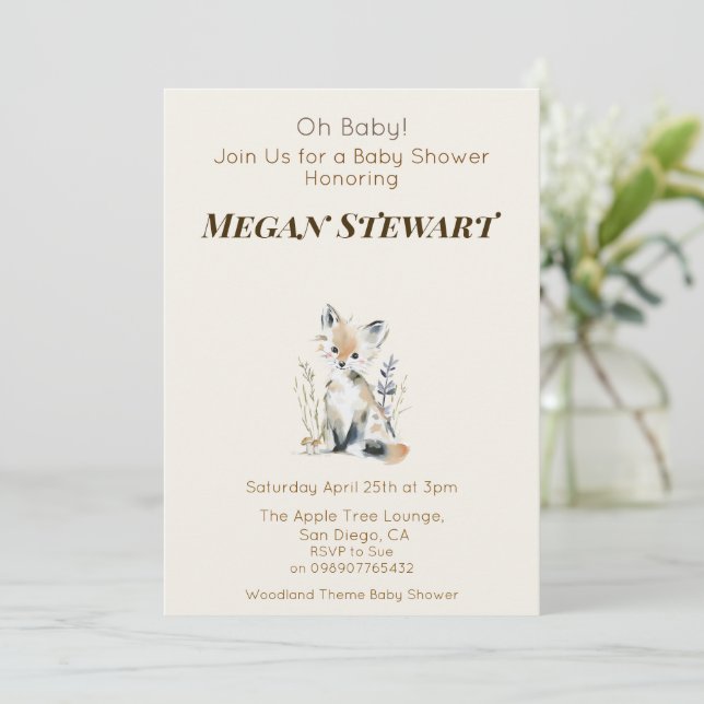 Woodland Fox Baby Shower  Inbjudningar (Stående Fram)