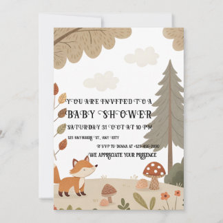 Woodland Fox Baby Shower Invitation Inbjudningar