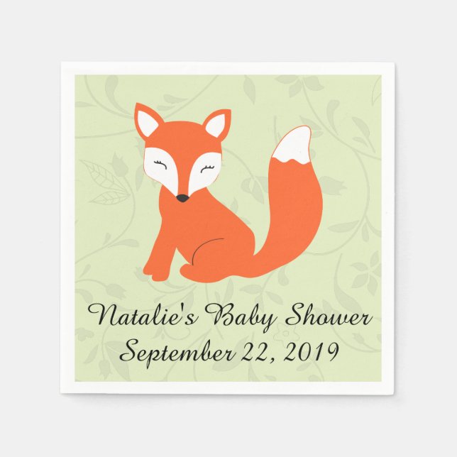 Woodland Fox Baby Shower Pappersservett (Framsidan)