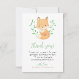 Woodland Fox Baby Shower Tack Kort