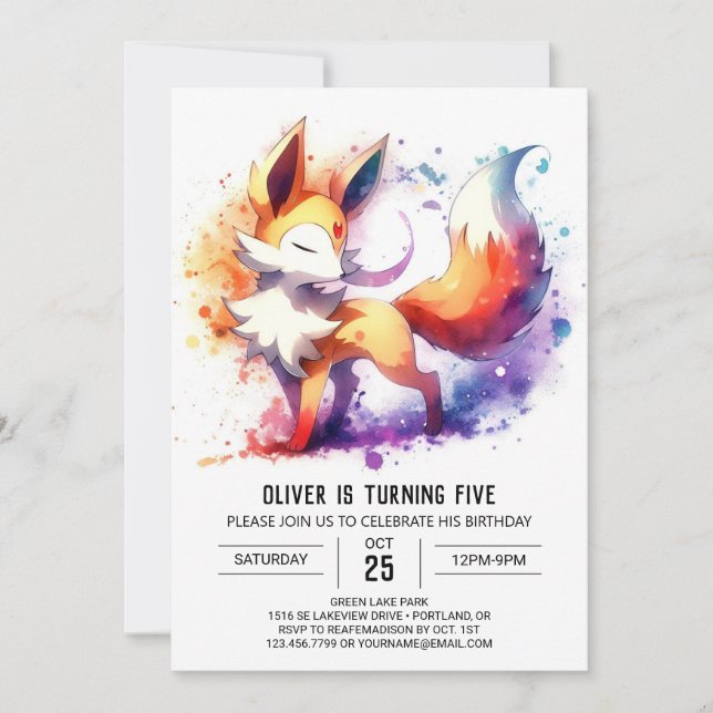Woodland Fox Birthday Inbjudningar (Framsida)