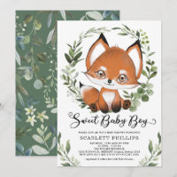 Woodland Fox Botanical Greenery Boy Shower