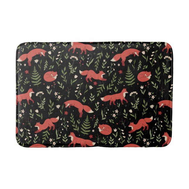 Woodland Fox Botanical Mönster Bath Mat Badrumsmatta (Framsidan)
