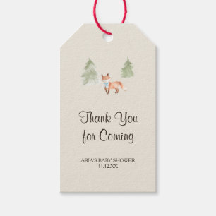 Woodland Fox Boy Shower Favor Presentetikett