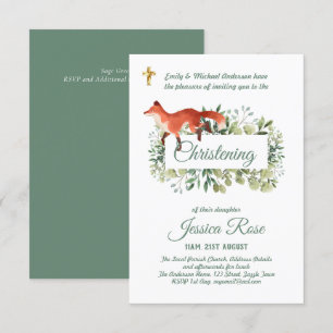Woodland Fox Christening Inbjudan Baptism