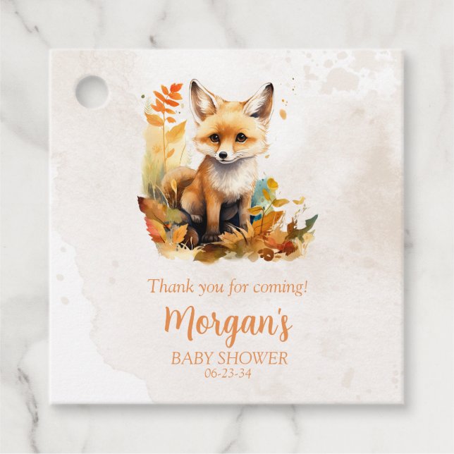 Woodland Fox Cute Baby Shower Gåvor Etiketter (Framsida)