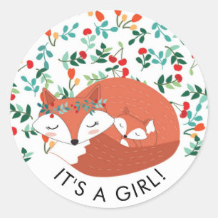 Woodland Fox Det är ett GIRL-favoritmärke Runt Klistermärke
