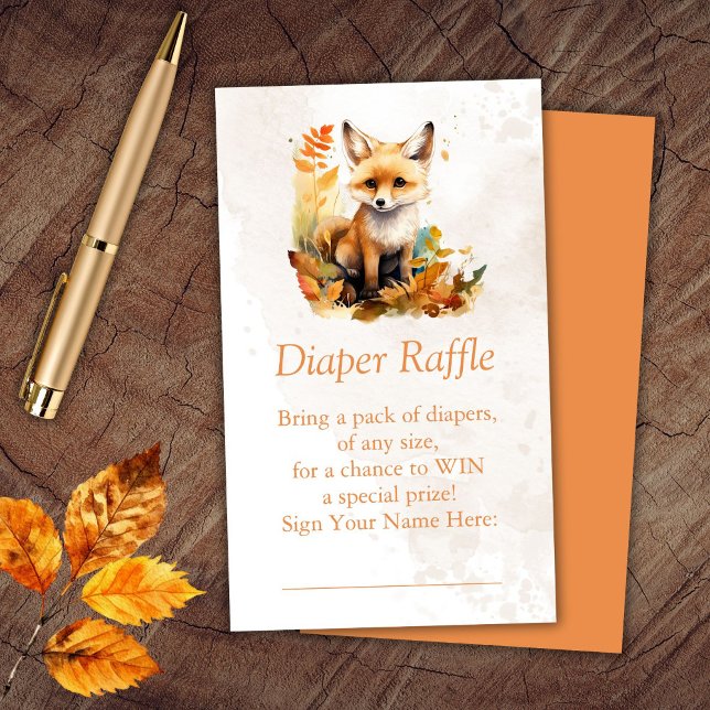 Woodland Fox Diaper Raffle Biljett Tilläggskort (Skapare uppladdad)