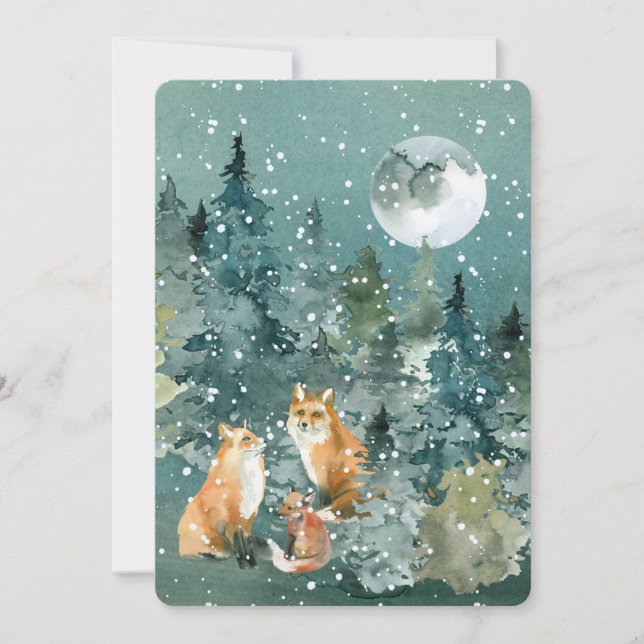 Woodland Fox Family Pet Namn Anpassningsbar jul Julkort (Framsida)