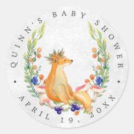 Woodland Fox | Favoriter för skogsbabyskor Runt Klistermärke