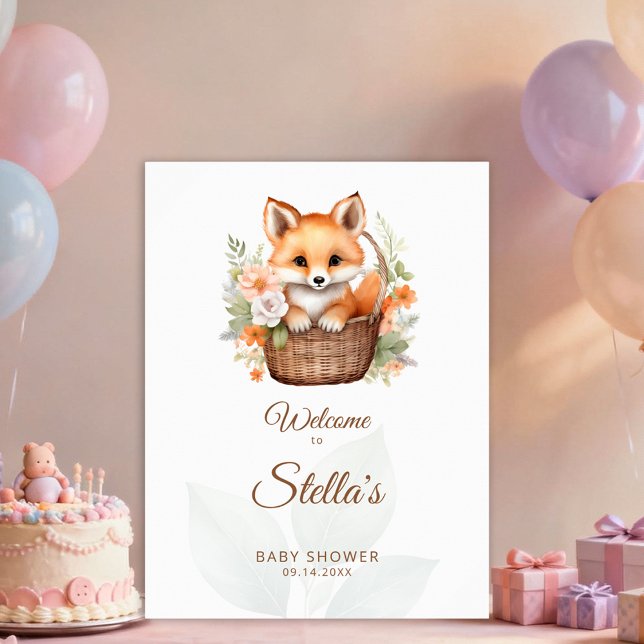 Woodland Fox Florals Baby Shower Welcome Sign Poster (Skapare uppladdad)