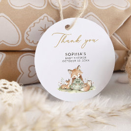 Woodland Fox Girl Baby Shower Favor Tag Gåvor Etiketter