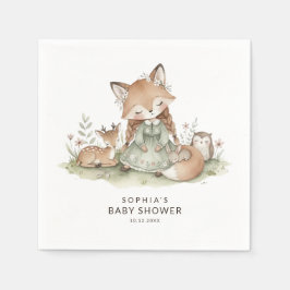Woodland Fox Girl Baby Shower Paper Napkins Pappersservett