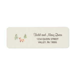 Woodland Fox Girl Baby Shower Returadress Etikett