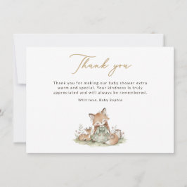 Woodland Fox Girl Baby Shower Thank You Card Tack Kort