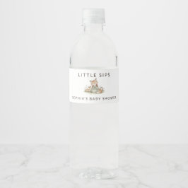 Woodland Fox Girl Baby Shower Water Bottle Label Vattenflaska Etikett
