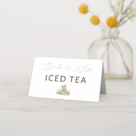 Woodland Fox Girl Drinks & Sips Iced Tea Drink Placeringskort