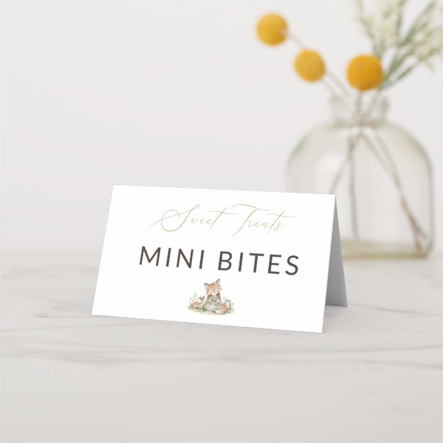 Woodland Fox Girl Sweet Treats Mini Bites Food Placeringskort (Framsida)