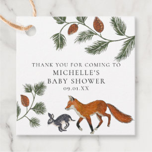 Woodland Fox & Hare Baby Shower Birthday Gåvor Etiketter