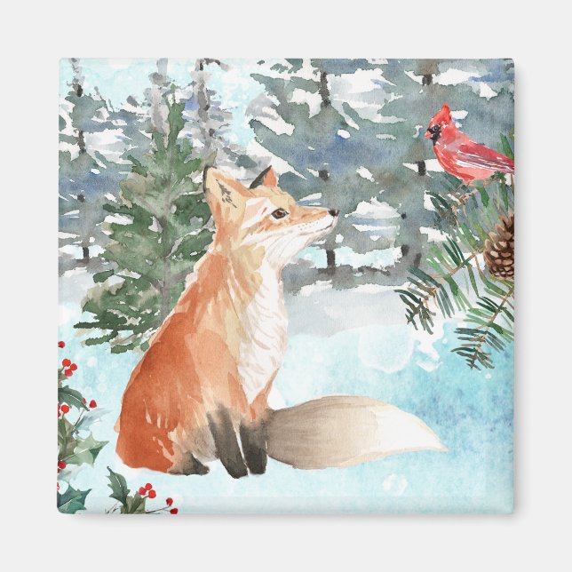 Woodland Fox Helgdag Magnet (Framsidan)