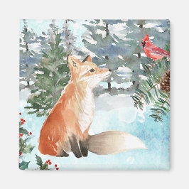 Woodland Fox Holiday Magnet