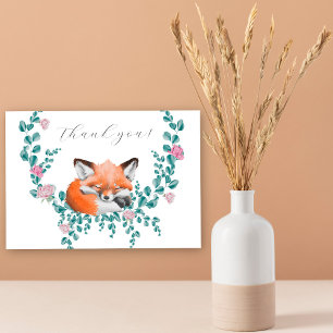 Woodland Fox i blom - Tack för baby shower Kort