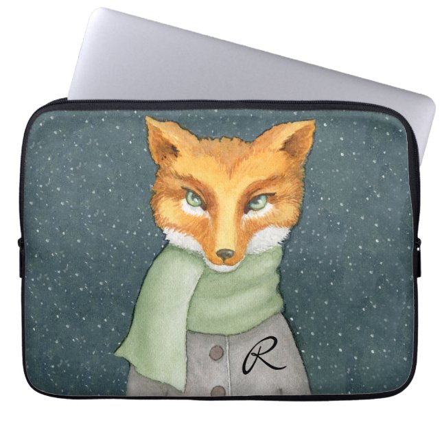 Woodland Fox i Winter med Monogram Laptop Fodral (Framsidan)