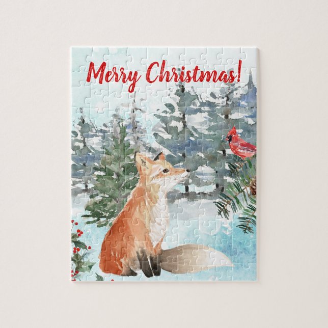 Woodland Fox jul Pussel (Vertikal)