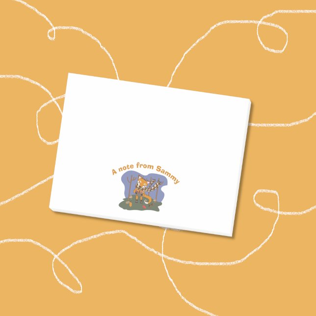 Woodland Fox Kid Post-it Notes Block (Cute sticky notes for kids with a cartoon fox . )