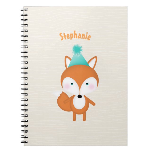 Woodland Fox med ballonger Anteckningsbok Med Spiral (Framsidan)
