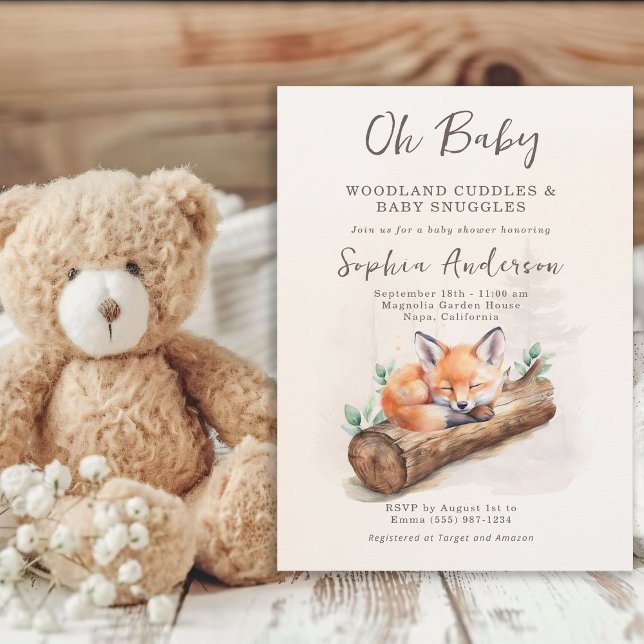 Woodland Fox Neutral Oh Baby Shower Invitation Inbjudningar (Skapare uppladdad)