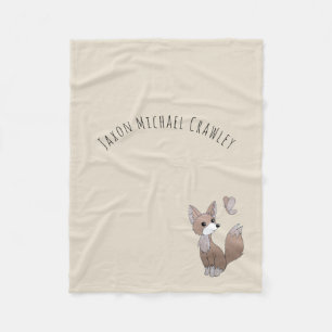 Woodland Fox Neutralt Baby Blanket Fleecefilt