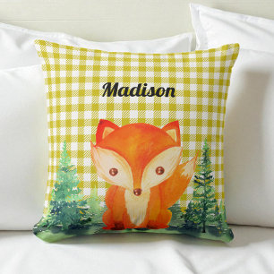 Woodland Fox Nursery Gult Dekorativ kudde
