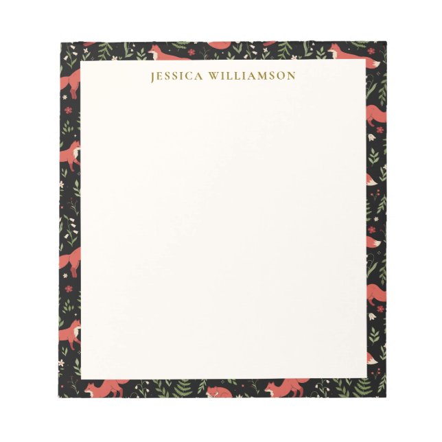 Woodland Fox Personlig Namn Anteckningsblock (Framsida)