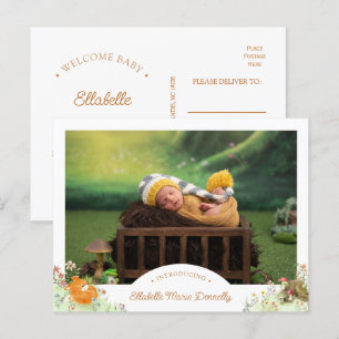 Woodland Fox Photo Birth Announement Postcard Meddelande Vykort
