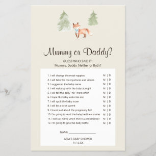 Woodland Fox Pox Babybabyskor Mummy eller Pappa Ga Flygblad