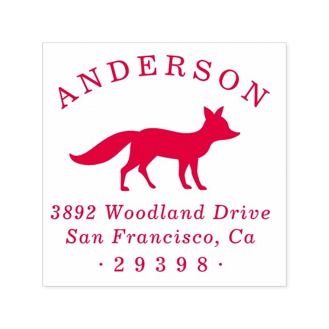 Woodland Fox Round Family Namn Returadress Självfärgande Stämpel (Design)