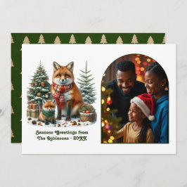 Woodland Fox Rustic Forest Christmas Photo Julkort