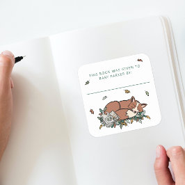 Woodland Fox Storybook Baby bokplattor Fyrkantigt Klistermärke