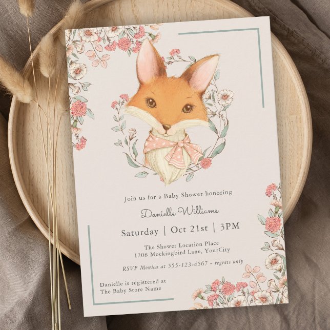 Woodland Fox Storybook Baby Shower for Girl Inbjudningar (Skapare uppladdad)